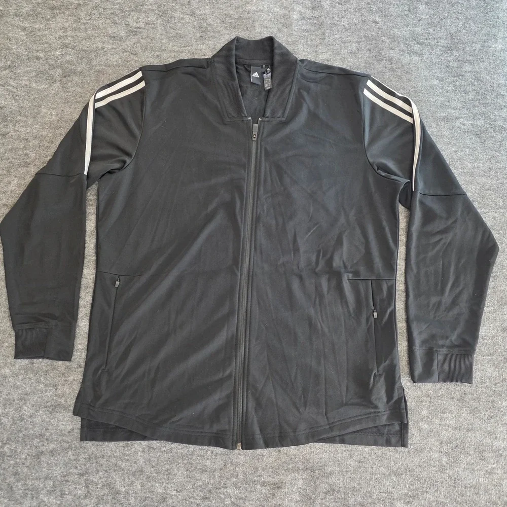Adidas Track Jacket‎ Mens XL Black White ID Tricot Stadium  3 Stripe Athletic